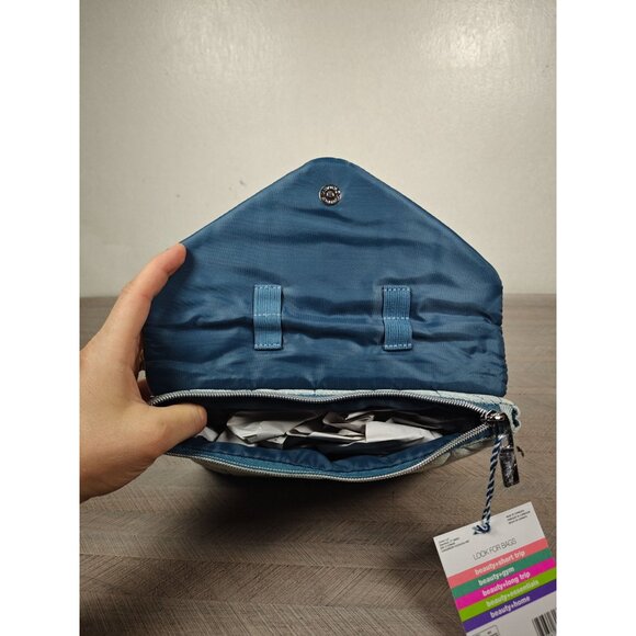 Tartan + Twine Denim Chevron Quilted Beauty Travel Organizer Makeup Bag NEW - Picture 5 of 7